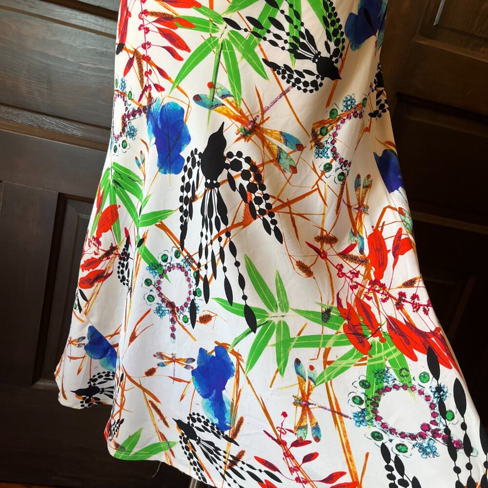 Diane von Furstenberg Dress Silk Blend Dragonfly Bird Floral Multicolor Size 6 - Picture 7 of 15